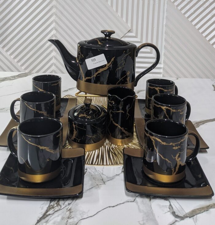 13PCS BLACK&GOLD TEA SET - Image 1