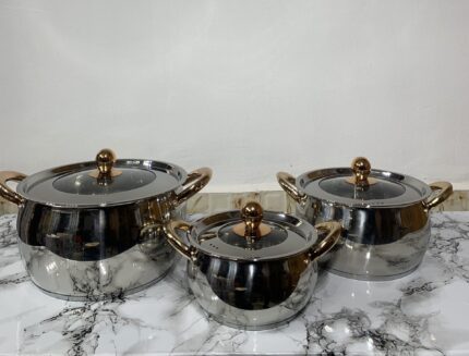 3PCS YABATE STAINLESS STEEL POT SET