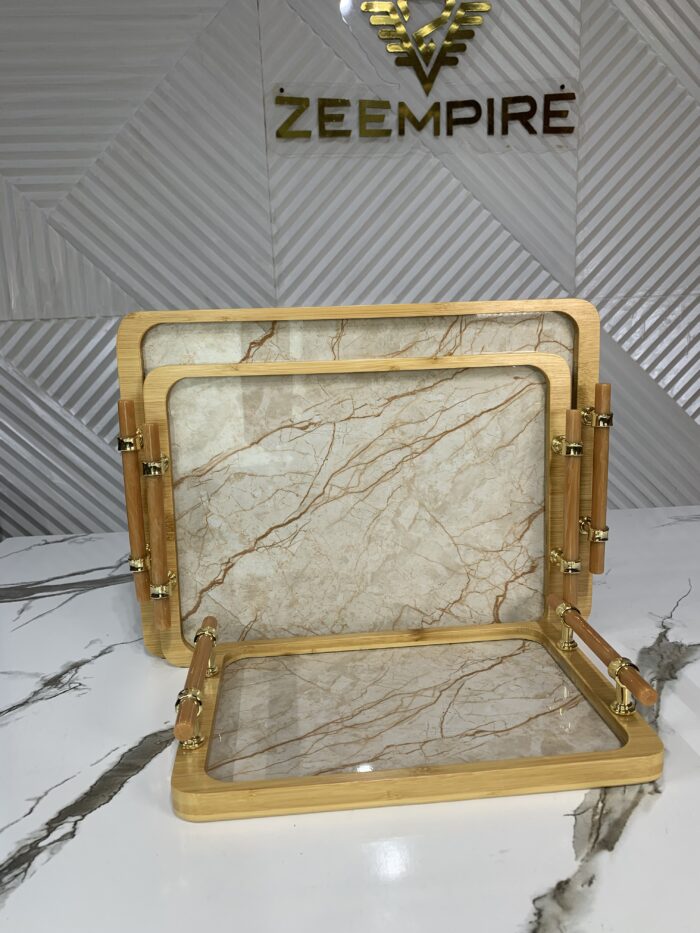 3IN1 MARBLE WOODEN TRAY - Image 1